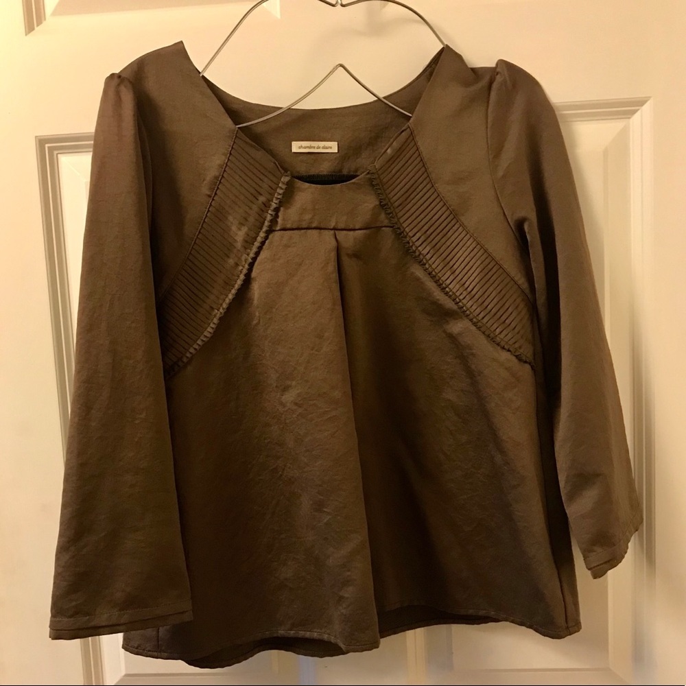 Olive green chambre de claire blouse